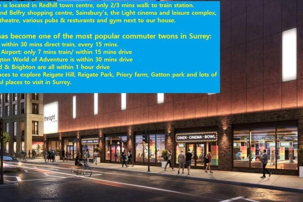 Redhill Town Centre 3 Bed House Near Gatwick Airport, Easy Commute To London Lejlighed Eksteriør billede